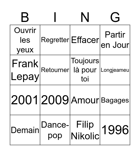 2be3 Bingo Card