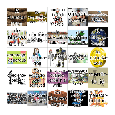 Aprendizaje 4A Bingo Card