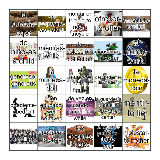 Aprendizaje 4A Bingo Card