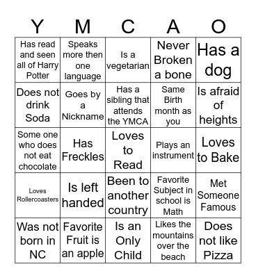 HUMAN BINGO Card