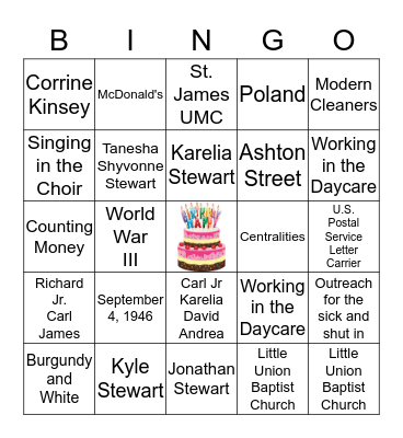 BIRTHDAY CELEBRATION Bingo Card