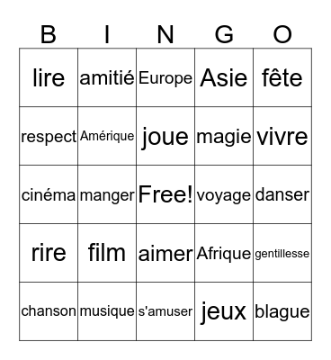 La francophonie Bingo Card