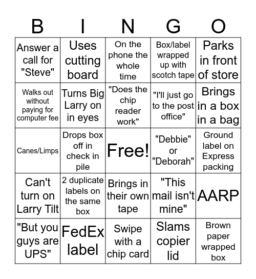 Lakewood Bingo Card