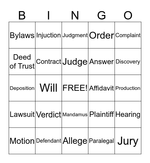 Baker Bingo Card