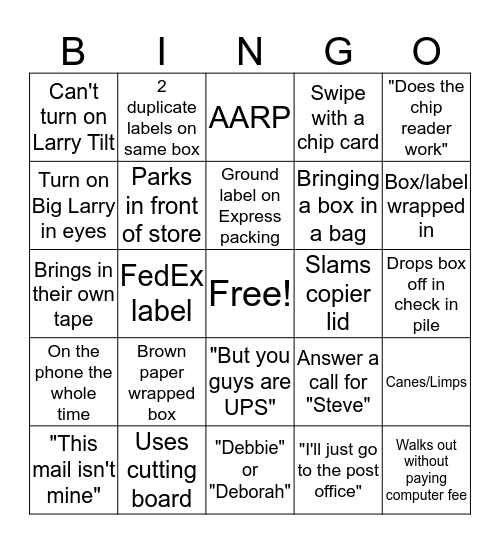 Lakewood Bingo Card