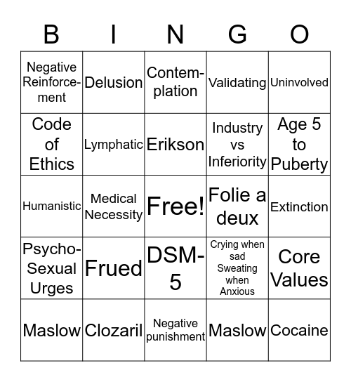 LCSW TEST PREP Bingo Card