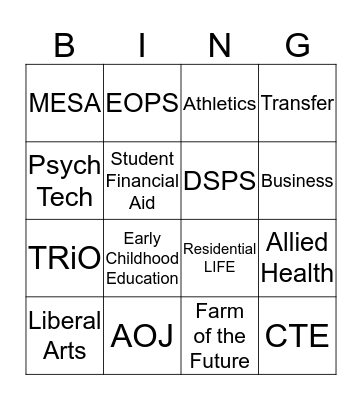 West Hills College Coalinga Bingo Card