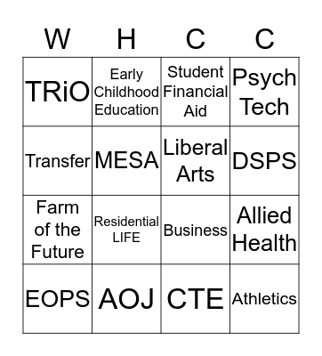 West Hills College Coalinga Bingo Card