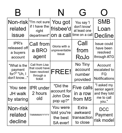 BRO ICA BINGO!!! Bingo Card
