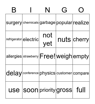 Conversational Bingo Card