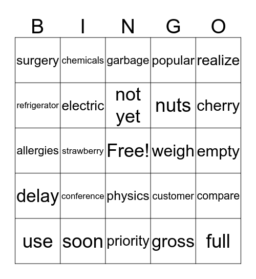 Conversational Bingo Card