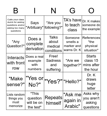 Structures Bingo Card