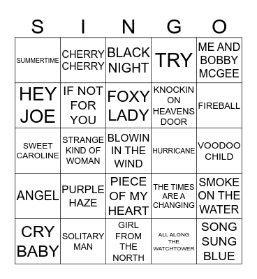 180 JIMI VS JANIS VS NEIL VS DEEP PURPLE Bingo Card
