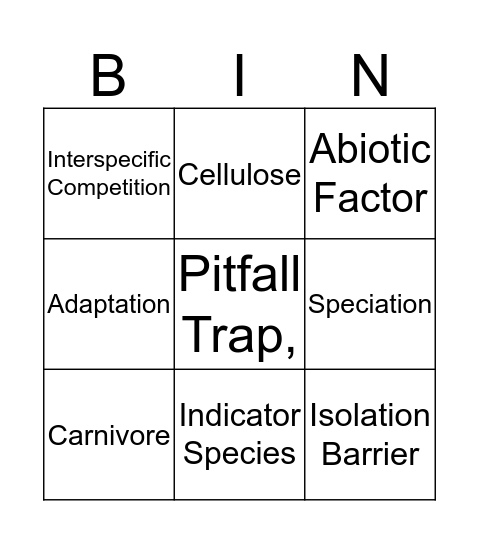 Life on Earth Bingo Card