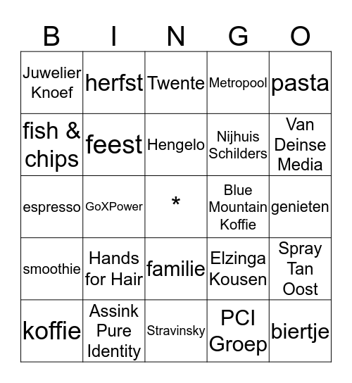 Stravinsky's Bingo-diner! Bingo Card