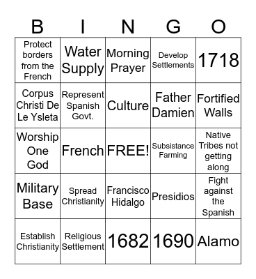 Missions Bingo Card