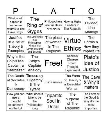 Philosophy Bingo Card