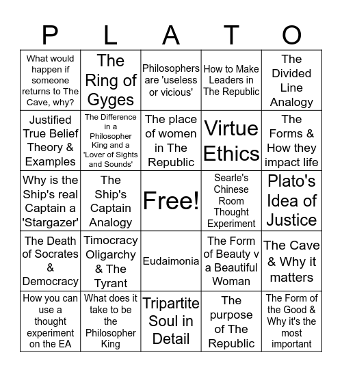 Philosophy Bingo Card