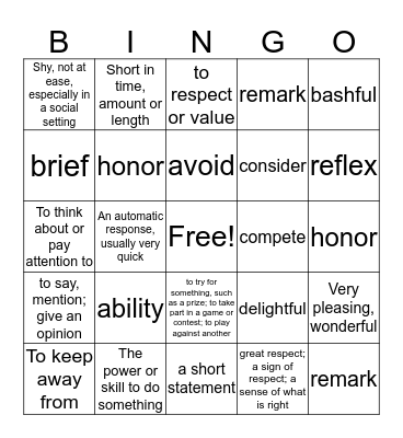 Level Green Unit 9 Bingo (all 10) Bingo Card