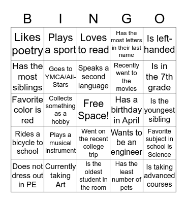 Communication Bingo Card