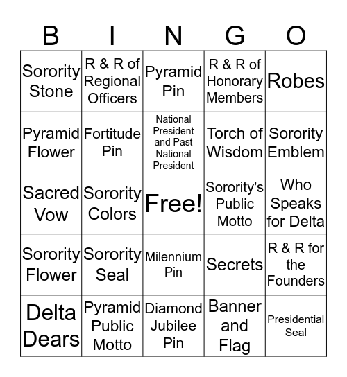 Delta History Bingo Card