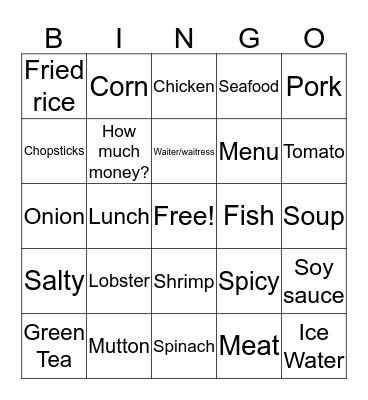 FOOD Bingo Card