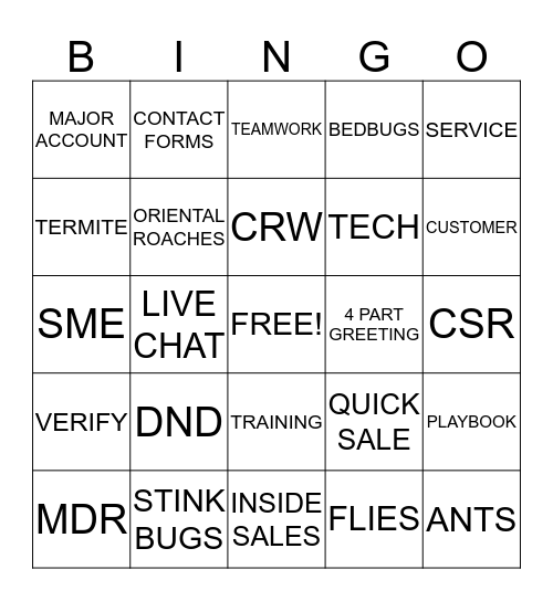 UNITED THROUGH SERVICE Bingo Card