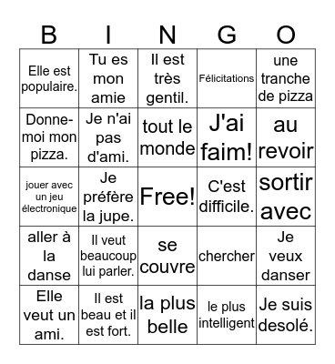 Veux -tu danser?  Bingo Card