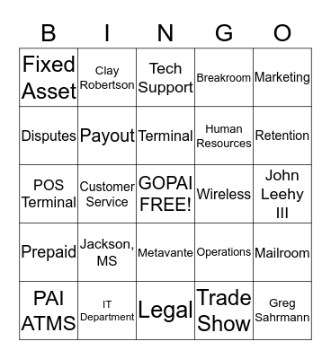 GO PAI BINGO Card