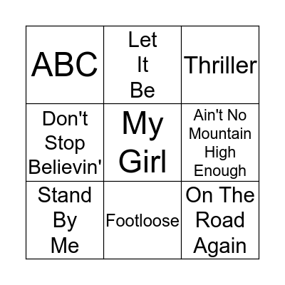 What's That song? Bingo Card