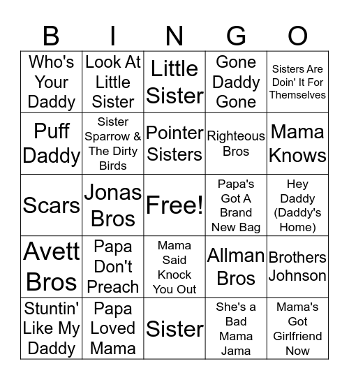 Mental Floss Music Bingo: Family Matters Bingo Card