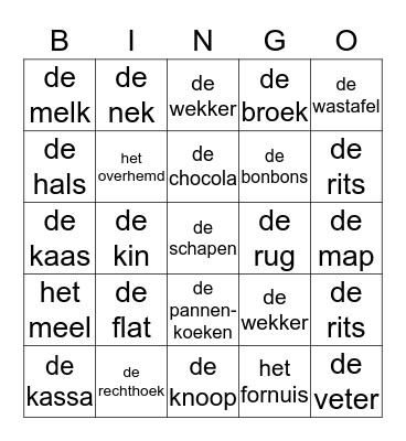 woordjes Bingo Card
