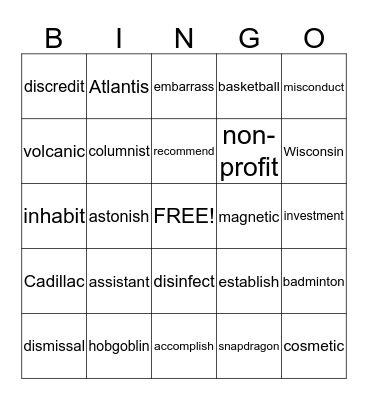 WILSON Bingo Card
