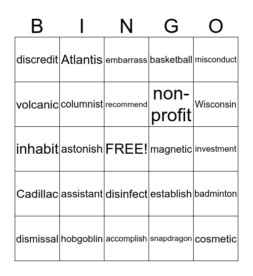 WILSON Bingo Card