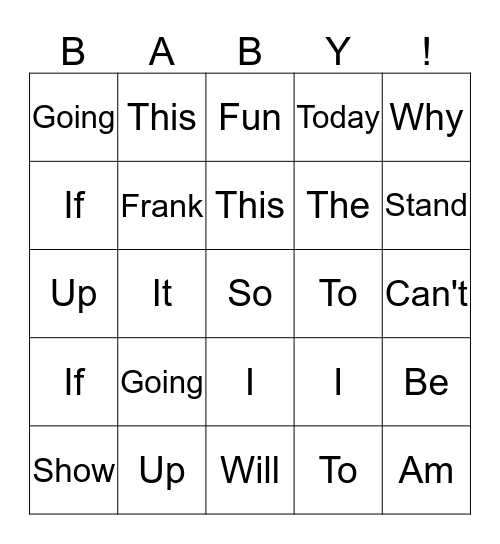 BABY GIRL! Bingo Card