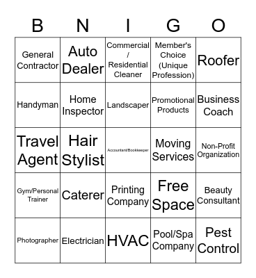 BNI - Hampton Roads Power Partners Bingo Card