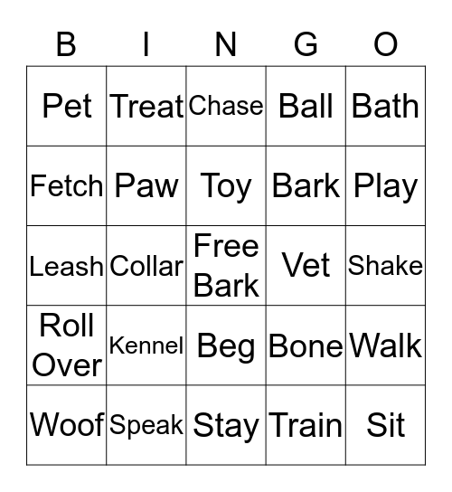 Bark Bingo Card