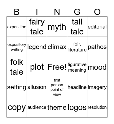 Academic Vocabulary Bingo Card