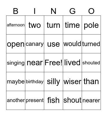 Grandma's Birthday Surprise  &  Two Hoots and the King Bingo Card