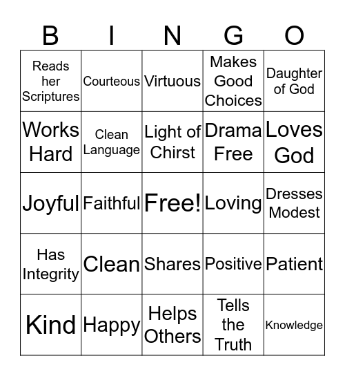 Beautiful Bingo Card