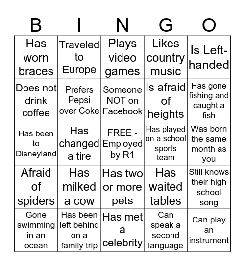 Follow-up Teambuilder Bingo Card