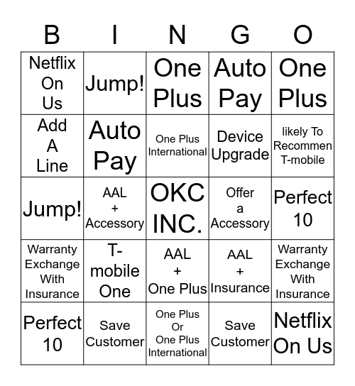 OKC INC  Bingo Card