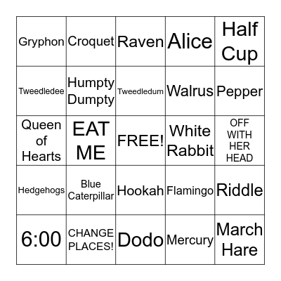 Madhatter Bingo Card