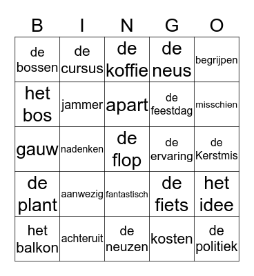 Thema 18 Nederland p. 1,2 en 3 Bingo Card