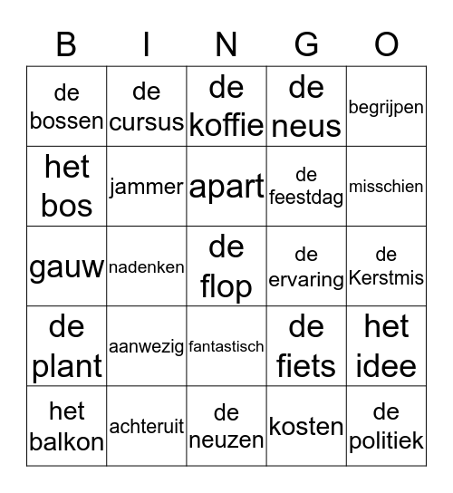 Thema 18 Nederland p. 1,2 en 3 Bingo Card