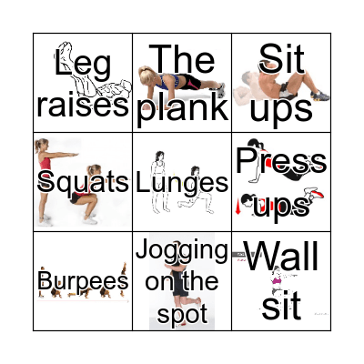 Fitness Bingo Card