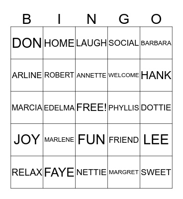 NEW RESIDENTS Bingo Card