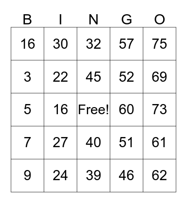 Tri Sigma House Fun Bingo Card