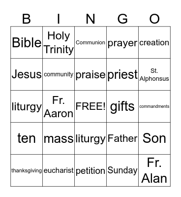 Christian Formation Bingo Card