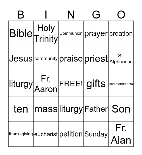 Christian Formation Bingo Card